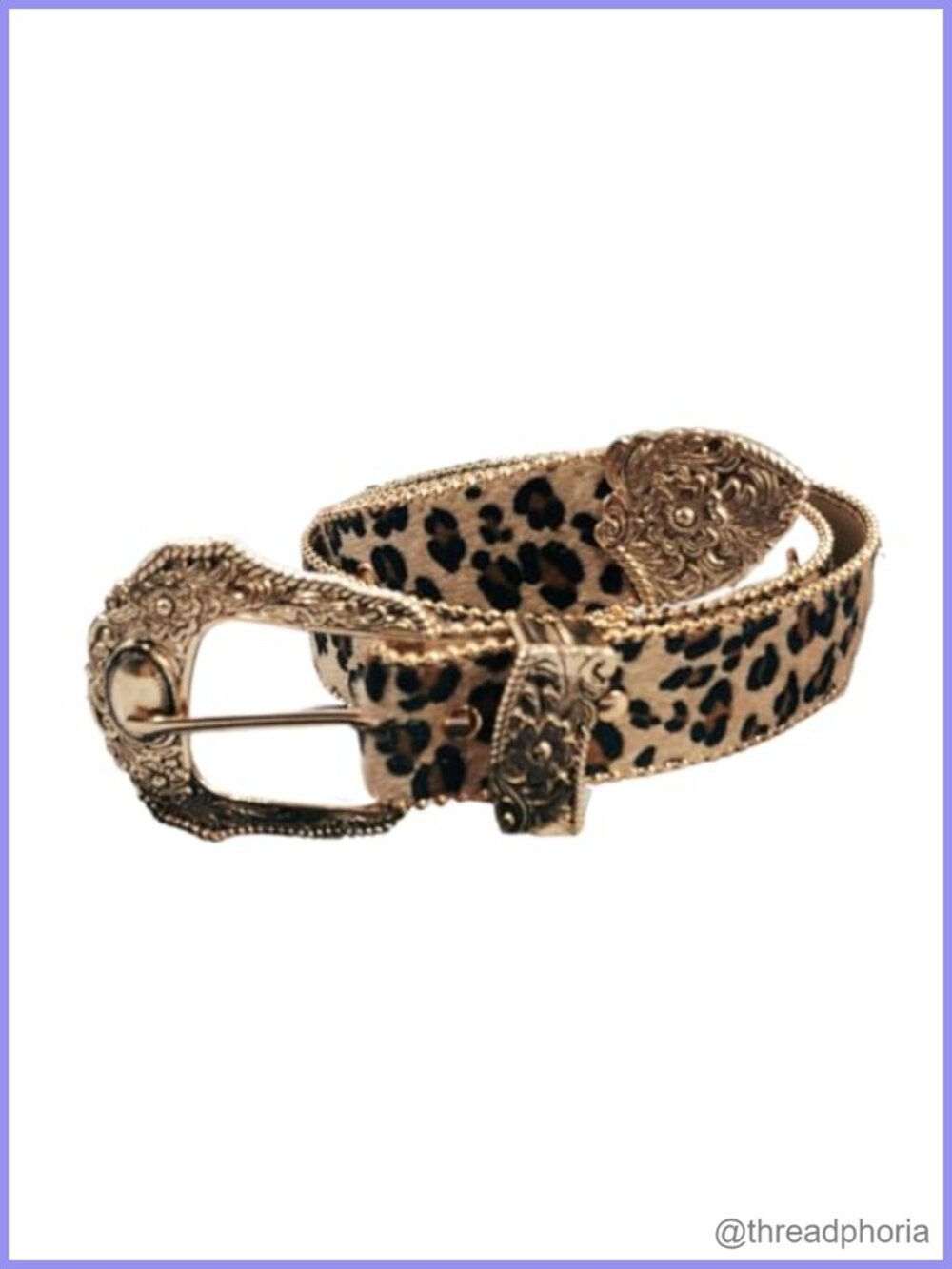 PU Leather Leopard Print Waist Belt Adjustable Women's Jeans Pants